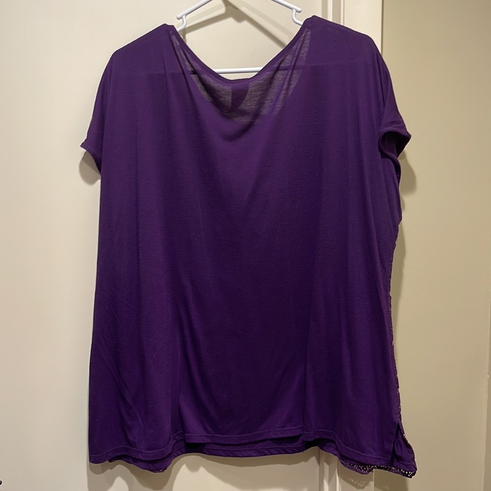 Beautiful purple Faded Glory top size 3X double lined front with lace detail - Picture 3 of 7